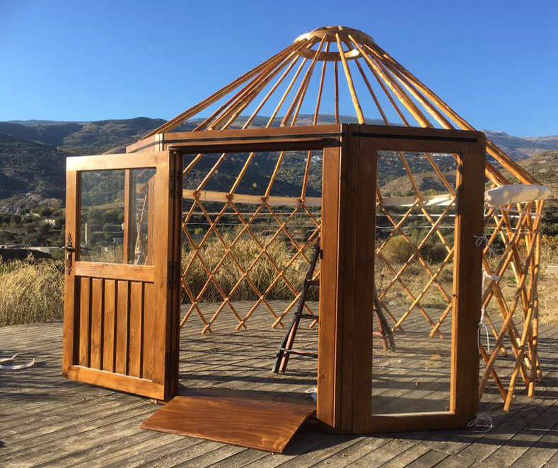 Yurt being prepared for small school room 