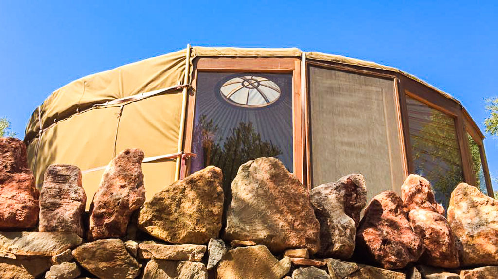 yurt on rocks