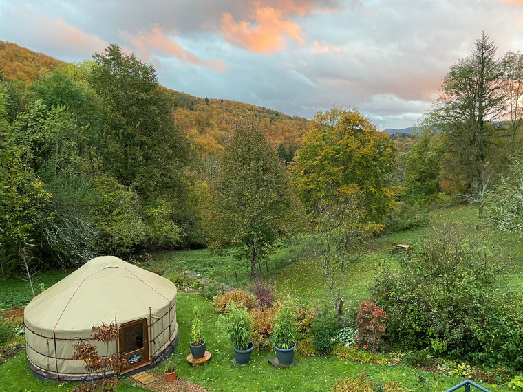 Yurt Workshop canvas yurt in a wooded autumn landscape