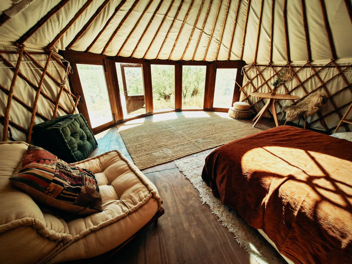 Interior of an insulated all season Yurt Workshop yurt