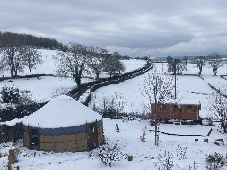 Yurt Workshop yurt in a snow-covered winter landscape